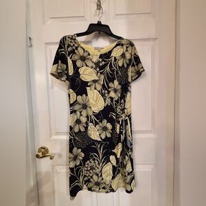 Robbie Bee Navy and Yellow Floral Dress